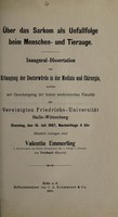 view Über das Sarkom als Unfallfolge beim Menschen- und Tierauge ... / vorgelegt von Valentin Emmerling.