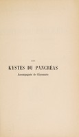 view Les kystes du pancréas accompagnés de glycosurie ... / par Marcelin Gay.