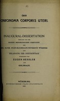 view Über Carcinoma corporis uteri ... / vorgelegt von Eugen Hessler.