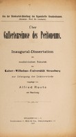 view Über Gallertcarcinose des Peritoneums ... / vorgelegt von Alfred Ruete.