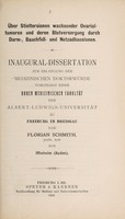 view Über Stieltorsionen wachsender Ovarialtumoren und deren Bluteversorgung durch Darm-, Bauchfell- und Netzadhaesionen ... / von Florian Schmith.