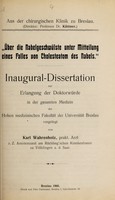 view Über die Nabelgeschwülste unter Mitteilung eines Falles von Cholesteatom des Nabels ... / vorgelegt von Karl Wahrenholz.