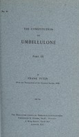 view The constitution of umbellulone. Pt. 3 / by Frank Tutin.