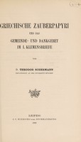 view Griechische Zauberpapyri und das Gemeinde- und Dankgebet im I. Klemensbriefe / von Theodor Schermann.