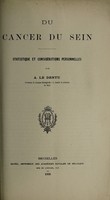 view Du cancer du sein : statistique et consiérations personnelles / par A. le Dentu.