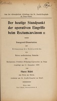 view Der heutige Standpunkt der operativen Eingriffe beim Rectumcarcinom ... / von Hans Rühl.