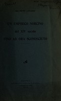 view Un empirico Norcino del XIV secolo fino ad ora sconoscuito / Pietro Capparoni.