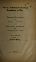 view Ueber das Vorkommen von bösartigen Geschwülsten im Heere ... / vorgelegt von Hermann Kröger.