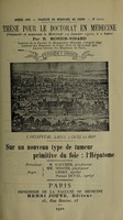 view Sur un nouveau type de tumeur primitve du foie : l'hépatome ... / par R. Monier-Vinard.