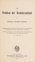 view Das Problem der Krebskrankheit / von Alexander Fraenkel.