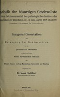 view Statistik des bösartiger Geschwülste ... / vorgelegt von Hermann Nobiling.