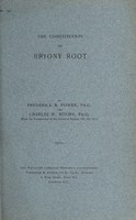 view The constituents of bryony root / by Frederick B. Power and Charles W. Moore.