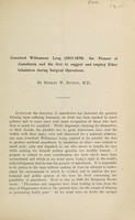 view Crawford Williamson Long (1815-1879) : the pioneer of anaesthesia and the first to suggest and employ ether inhalation during surgical operations / [Dudley Wilmot Buxton].