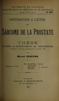 view Contribution à l'étude du sarcome de la prostate ... / par Marcel Descuns.