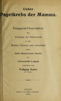 view Ueber Pagetkrebs der Mamma ... / vorgelegt von Wolfgang Reuter.