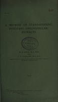 view A method of standardising pituitary (infundibular) extracts / by H.H. Dale and P.P. Laidlaw.