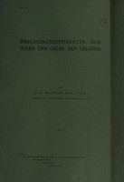 view Brechungsexponenten von Solen und Gelen der Gelatine / by G.S. Walpole.