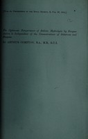 view The optimum temperature of salicin hydrolysis by enzyme action is independent of the concentrations of substrate and enzyme / by Arthur Compton.