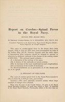 view Report on cerebro-spinal fever in the Royal Navy (Aug. 1914-Aug. 1915) / by H.D. Rolleston.