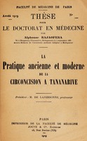 view La pratique ancienne et moderne de la circoncision à Tananarive / par Alphonse Rajaofera.