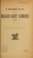 view Un "serviteur apothicaire" au XVIIIe siècle: Maslin cadet, d'Angers (1779) / [Paul Dorveaux].