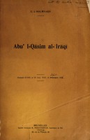 view Abu' l-Qāsim al-'Irāqī / E.J. Holmyard.