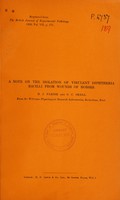 view A note on the isolation of virulent diphtheria bacilli from wounds of horses / H.J. Parish and C.C. Okell.