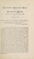 view Martin Lister and Lincolnshire natural history : Presidential address to the Lincolnshire Naturalists' Union, 1927 / [H.W. Kew].