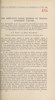 view The immunity index method method of testing antigenic values / A.T. Glenny and Hilda Waddington.