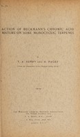 view Action of Beckmann's chromic acid mixture on some monocyclic terpenes / by T.A. Henry and H. Paget.