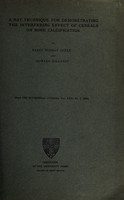 view A rat technique for demonstrating the interfering effect of cereals on bone calcification / by Harry Norman Green and Edward Mellanby.