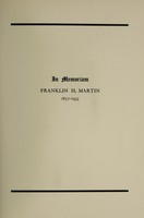 view In memoriam Franklin H. Martin, M.D., F.A.C.S.