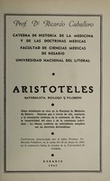 view Aristoteles: naturalista, biologo y filosofo / [Ricardo Caballero].