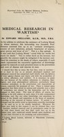 view Medical research in wartime / by Sir Edward Mellanby.