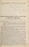 view Edward Bancroft, M.D., F.R.S., and the War of American Independence / by Sir Arthur S. MacNalty.