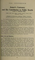 view Jenner's centenary and his contribution to public health / [Edward Ford].