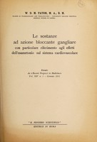 view Le sostanze ad azione bloccante gangliare con particolare riferimento agli effetti dell'esametonio sul sistema cardiovasculare / W.D.M. Paton.