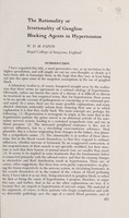 view The rationality or irrationality of ganglion blocking agents in hypertension / by W.D.M. Paton.