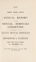 view Annual report of the Mental Hospitals Committee : in relation to the County Mental Hospitals at Brockwood & Netherne : 1934.