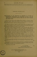 view Improvements in the preparation of materials to be used as disinfectants, deodorisers, and antiseptics, as well as for the desruction of parasites infesting man and the lower animals and similar uses / [Richard Vine Tuson].