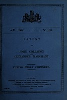 view Patent of John Colladon and Alexander Marchant : curing smoky chimeys.