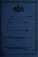 view Specification of Barnard Henry Brook : constructing and setting ovens and retorts.