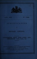 view Specification of Michael Linning : converting peat into fuel, and obtaining tar, gas, &c.