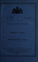 view Specification of Stephen Geary : preparation of fuel.