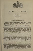 view Specification of William Wilkinson : coke ovens.