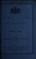 view Specification of George Torr : re-burning animal charcoal.