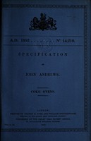 view Specification of John Anfrews : coke ovens.