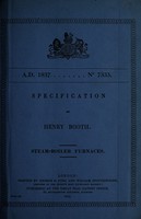 view Specification of Henry Booth : steam-boiler furnaces.