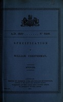 view Specification of William Chesterman : stoves.