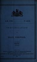 view Specification of Ralph Wedgwood : stove.